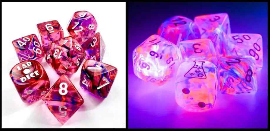 LAB DICE: Black Light Special/ white 7-Die set