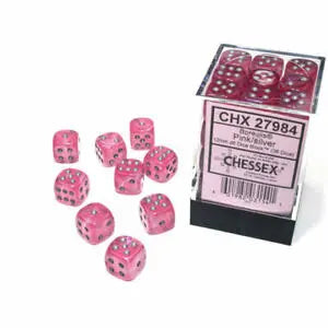 Borealis Pink/silver Luminary Dice Block (36 Dice)
