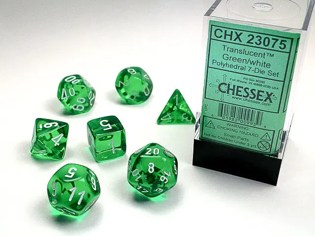 Translucent Green/ white 7-Die set