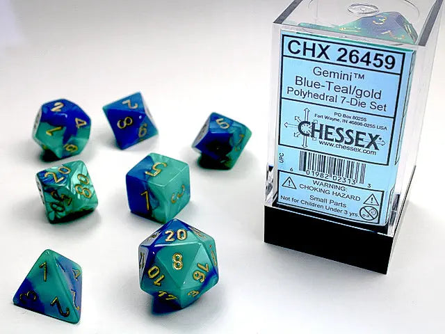 Gemini Blue-Teal/ gold 7-Die set
