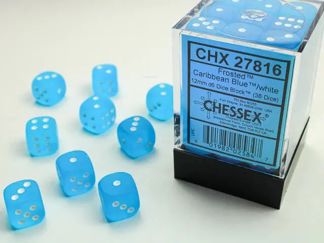 Frosted Blue/white Dice Block (36 Dice)
