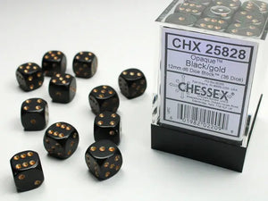 Opaque Black/goldDice Block (36 Dice)