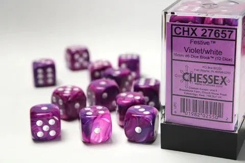 Festive Violet/ white Dice Block (36 Dice)