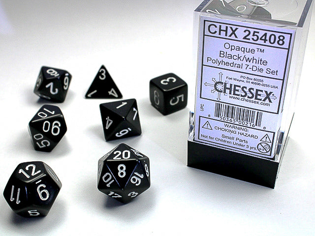 Opaque Black/white 7-Die Set