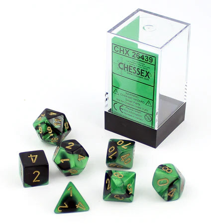 Gemini Black-Green/ gold 7-Die Set