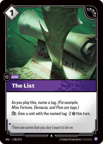 The List [UNL - 138/219]