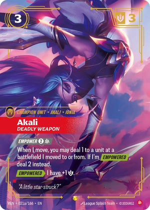 Akali - Deadly Weapon (Alternate Art) [VEN - 021a/166]