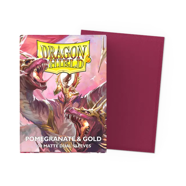 Dragon Shield Sleeves- POMEGRANATE & GOLD- Dual Matte 100CT