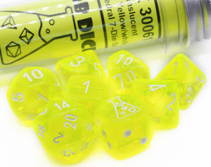 Lab Dice: Translucent Neon Yellow 7-Die set