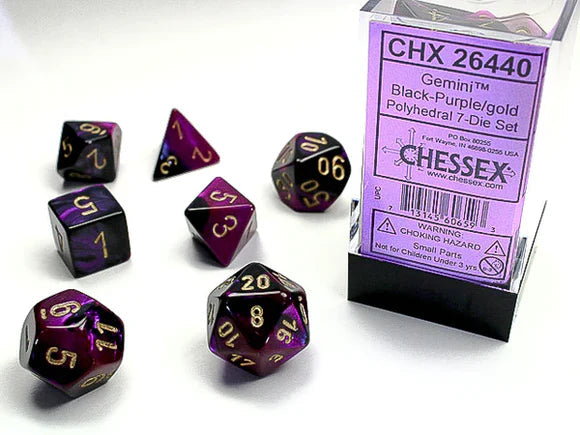 Gemini Purple-Teal/gold 7-Die Set