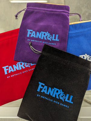 Fanroll: Large Dice Bag Velvet Blue w/ Gold Satin