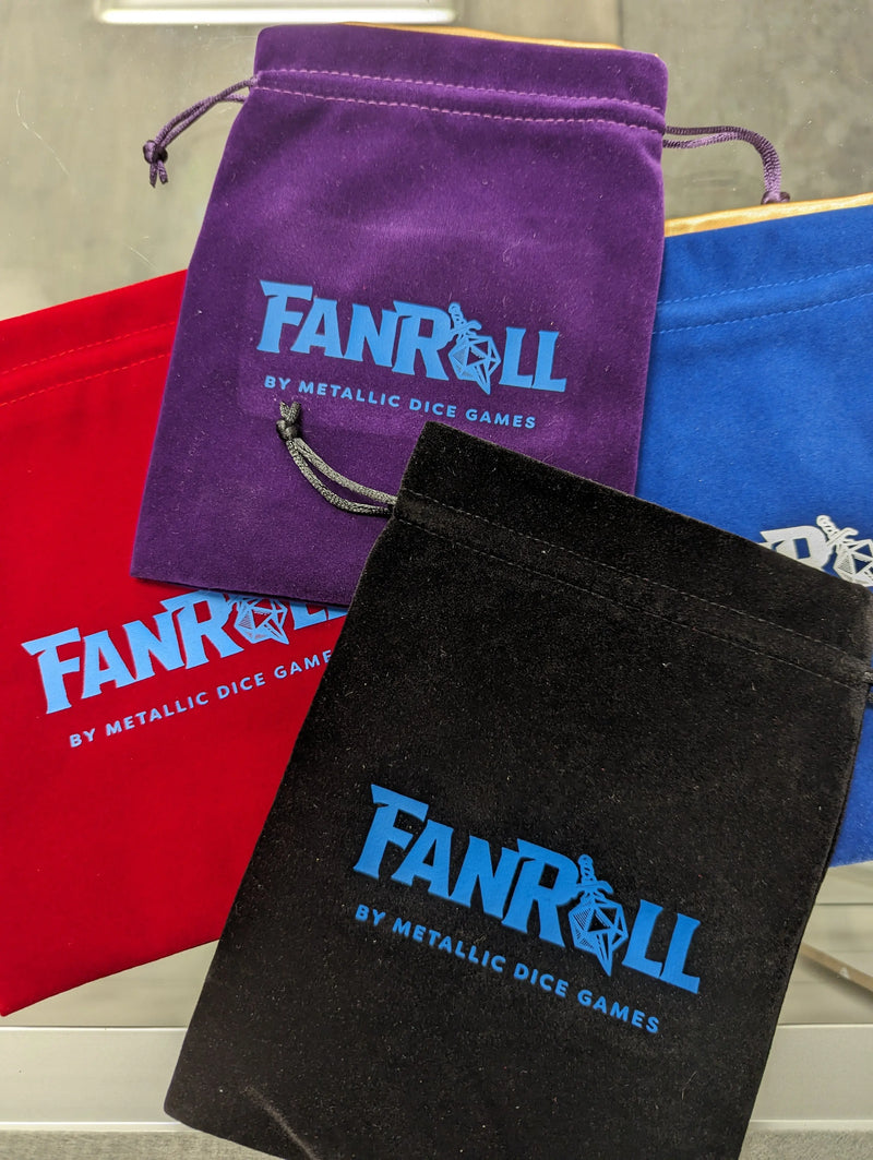 Fanroll: Large Dice Bag Velvet Blue w/ Gold Satin
