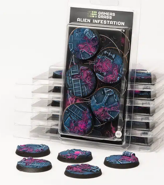 Gamers Grass Battle Ready Bases - Alien Infestation - Round 40mm (x5)