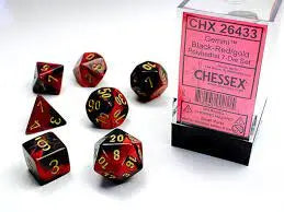 Gemini Black-Red/ gold 7-Die set Chessex