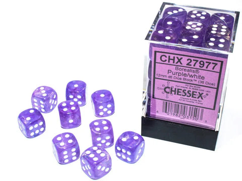 Borealis Purple/white Dice Block (36 Dice)