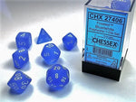 Frosted Blue/ white 7-Die set Chessex