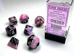 Gemini Black-Pink/white 7-Die Set Chessex