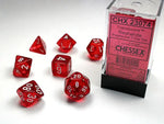 Translucent Red/ white 7-Die set Chessex