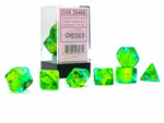 Gemini Translucent Green-Teal/ yellow 7-Die Set Chessex