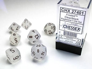 Frosted Clear/black Dice Block 7-Die Set