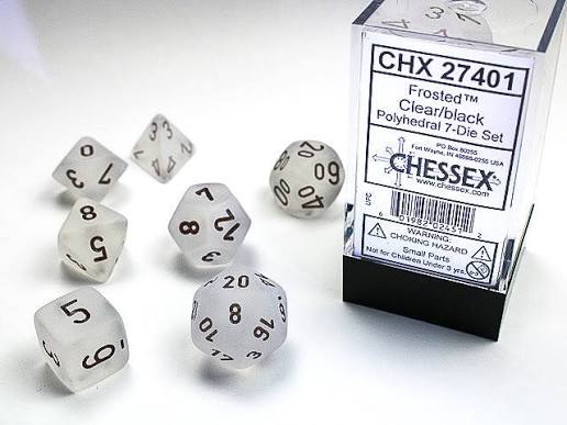 Frosted Clear/black Dice Block 7-Die Set