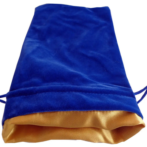 Fanroll: Large Dice Bag Velvet Blue w/ Gold Satin Wandering Adventures