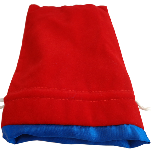 Fanroll: Large Dice Bag Velvet Red w/ Blue Satin