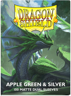 Dragon Shield Sleeves- Apple Green & Silver- Dual Matte 100CT