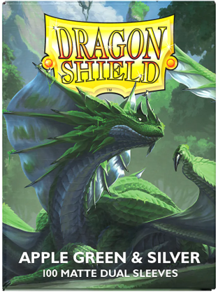 Dragon Shield Sleeves- Apple Green & Silver- Dual Matte 100CT