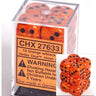 Vortex Orange/ black Dice Block (16 mm 12 Dice)