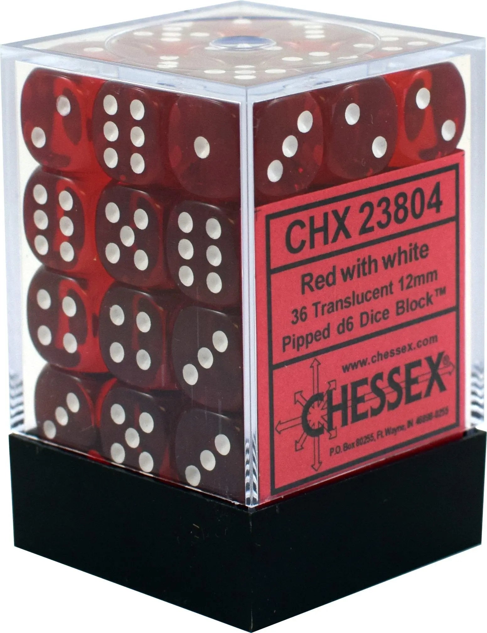 Translucent Red/white Dice Block (36 Dice)