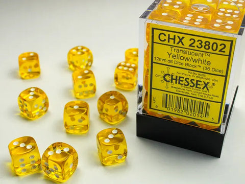 Translucent Yellow/ white Dice Block (36 Dice) Chessex