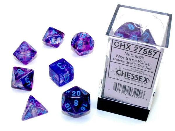 Nebula Nocturnal/ blue Luminary 7-Die set Chessex