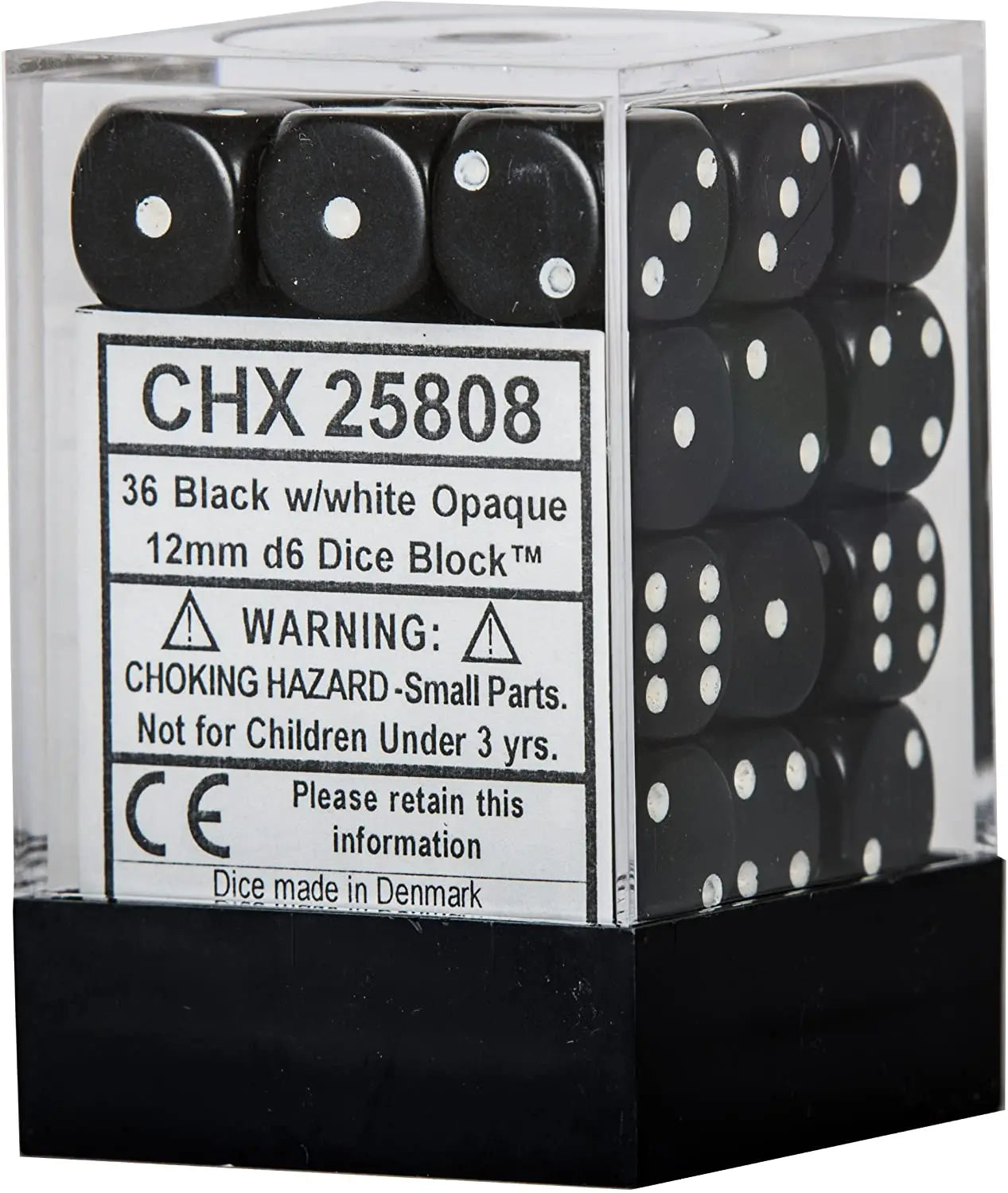 Opaque Black/white Dice Block (36 Dice)