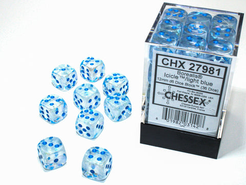 Borealis Icicle /light blue Luminary Dice Block (36 Dice) Chessex