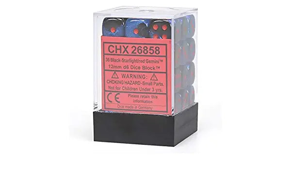 Gemini Black-Starlight/red Dice Block (36 Dice)
