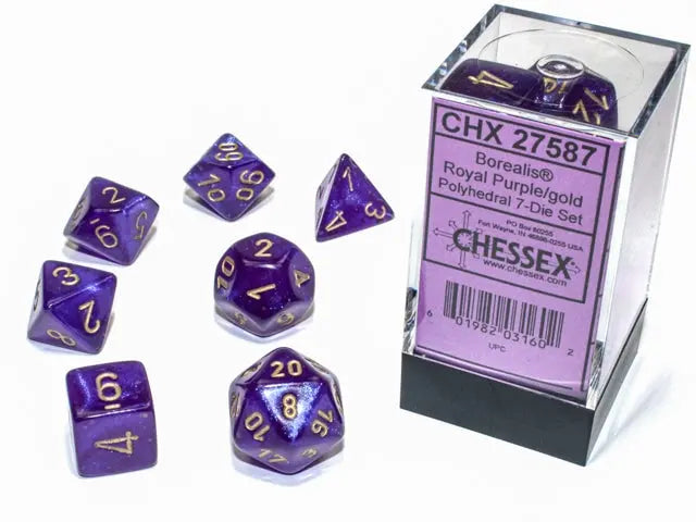 Borealis® Polyhedral Royal Purple/gold 7-Die Set