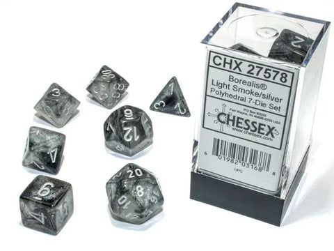 Borealis® Polyhedral Smoke/silver 7-Die Set Chessex