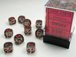 Translucent Smoke/ red Dice Block (36 Dice) Chessex