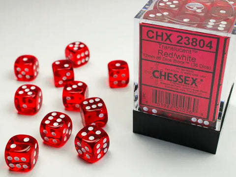 Translucent Red/ white Dice Block (36 Dice) Chessex