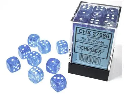 Borealis Sky Blue/ white Luminary Dice Block (36 Dice)