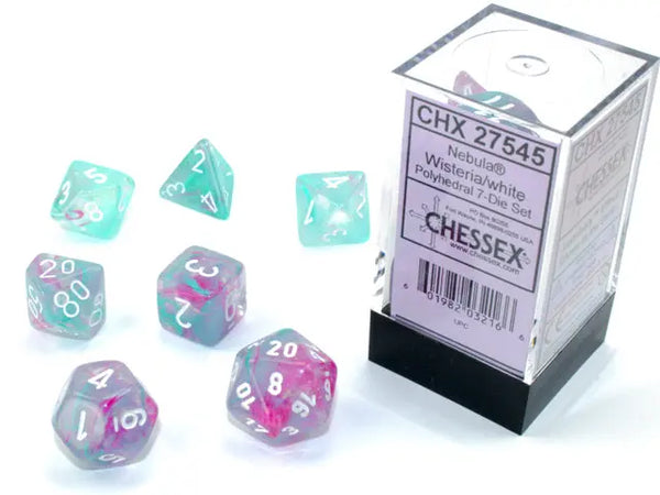Nebula Polyhedral Wisteria/ white 7-Die Set Chessex