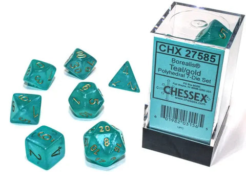 Borealis® Polyhedral Teal/gold 7-Die Set