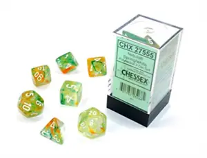 Nebula Polyhedral Spring/ white 7-Die set Chessex