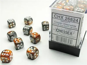 Gemini Copper-steel/ white Dice Block (36 Dice)