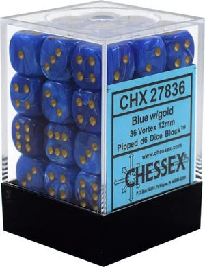 Vortex Blue/ gold Dice Block (36 Dice)