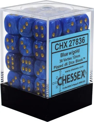 Vortex Blue/ gold Dice Block (36 Dice)