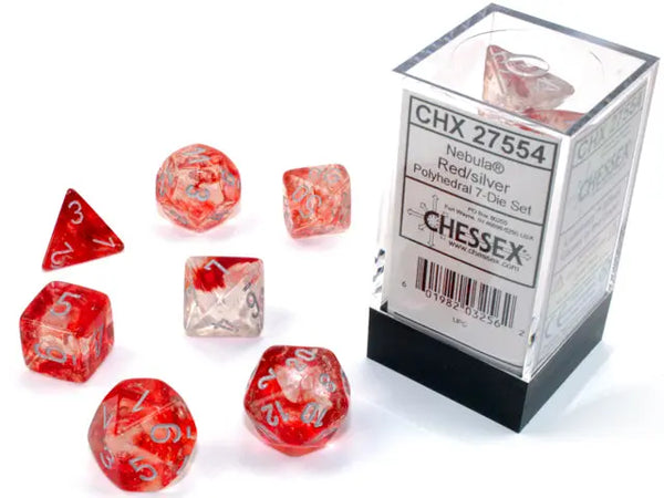 Nebula Polyhedral Red/ silver Luminary 7-Die Set Chessex