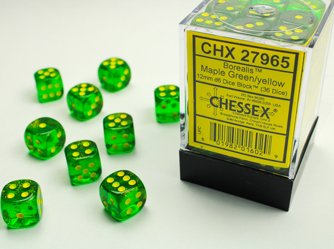 Borealis Maple Green/ yellow Dice Block (36 Dice)