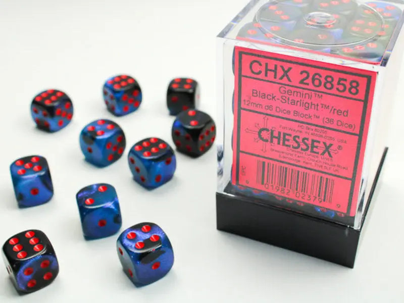 Gemini Black-Starlight/red Dice Block (36 Dice)